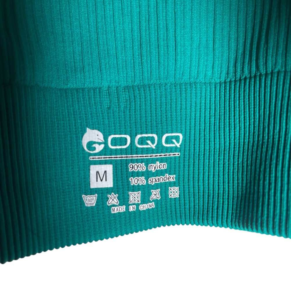 OQQ Teal Ribbed Keyhole Neck‎ Racerback Crop Tank Top Size M - Picture 6 of 6